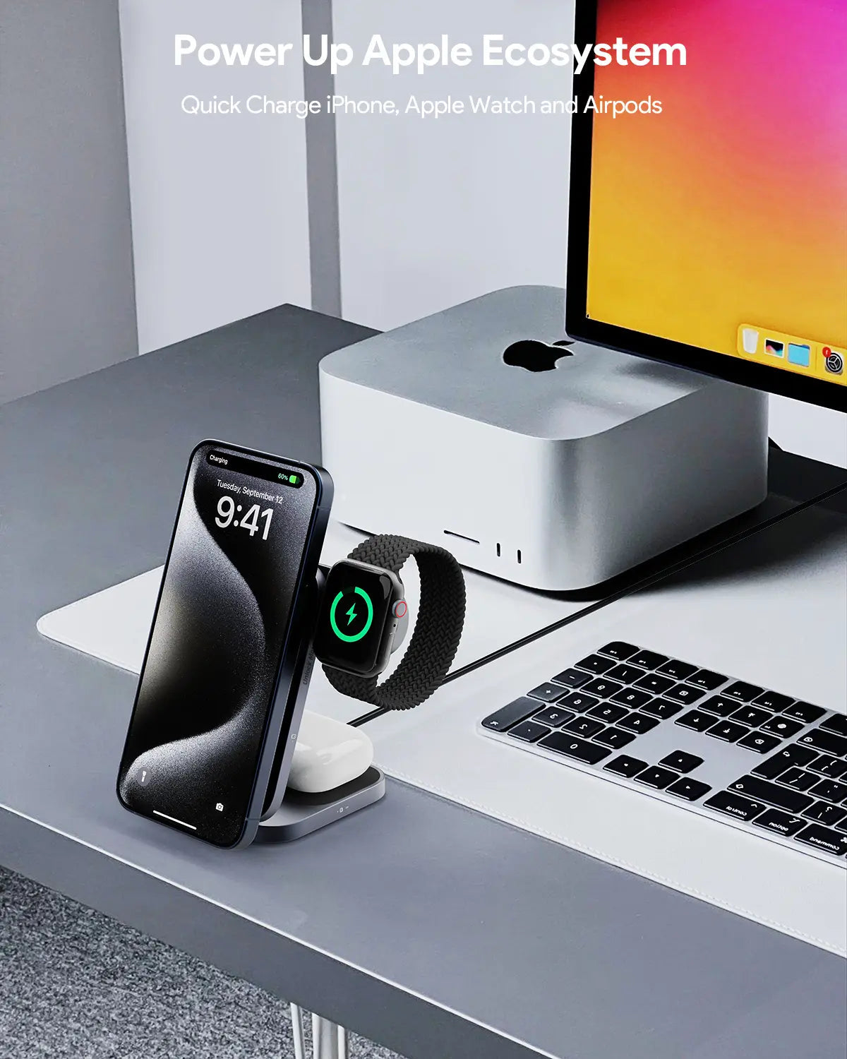 Aukey MagFusion Z Qi2 3-in-1 Foldable Magnetic Fast Wireless Charging Station (LC-MC312)