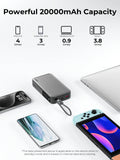 Automotive Repair & Speciality Tools: Aukey Spark Sling 20000 Compact Fast Charging Power Bank with Built-in USB-C Cable (PB-Y48)