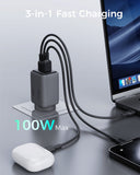 Computer Cables & Adapters: Aukey Comet 100W PD Fast Wall Charger GaN USB-C with 100W 1.8m USB-C to C Cable (PA-C5)