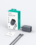 Computer Cables & Adapters: Aukey Comet 100W PD Fast Wall Charger GaN USB-C with 100W 1.8m USB-C to C Cable (PA-C5)