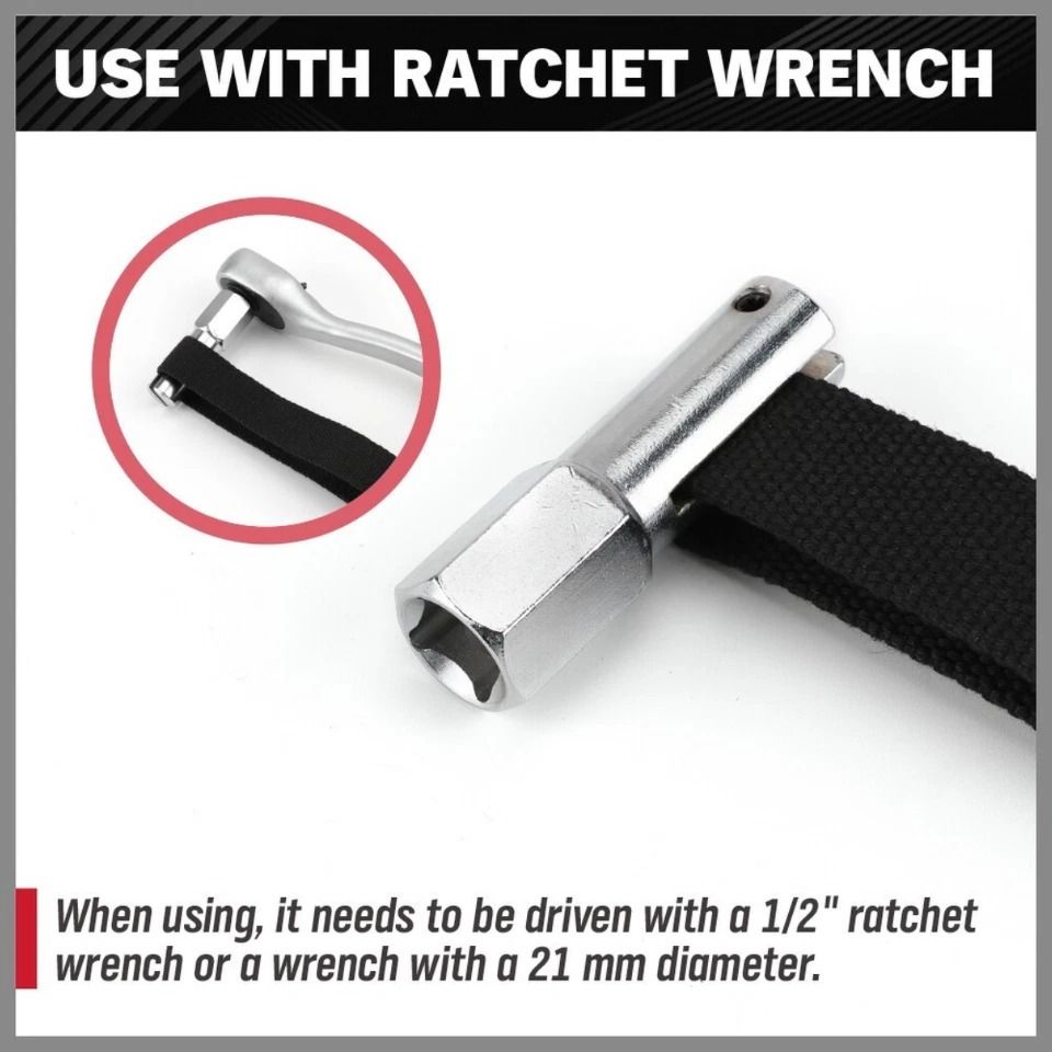 1/2" Adjustable Oil Filter Strap Wrench Threaded Oil Filter Removal Tool Nylon