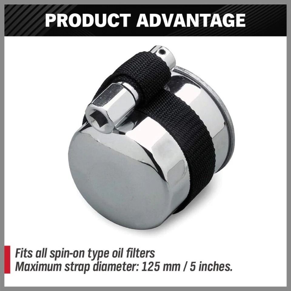 1/2" Adjustable Oil Filter Strap Wrench Threaded Oil Filter Removal Tool Nylon