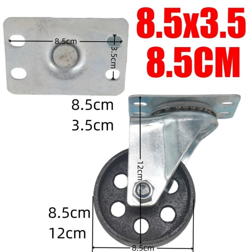4x 3.5'' 85mm Heavy Duty Steel Castor Wheels Swivel Steel Caster Wheels 2000 Kg