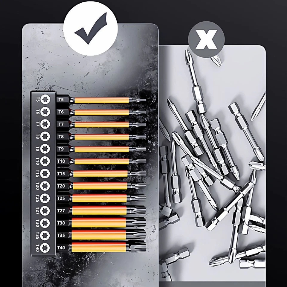 13Pc Magnetic Torx Screwdriver Bit Set 75mm Long Torque Sleeve T5-T40