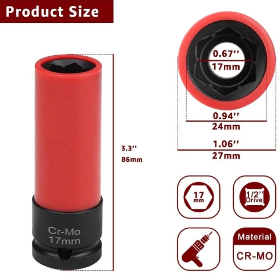 17/21MM Flower Profile Wheel Lug Deep Socket Mercedes-Benz Convex Head Remover
