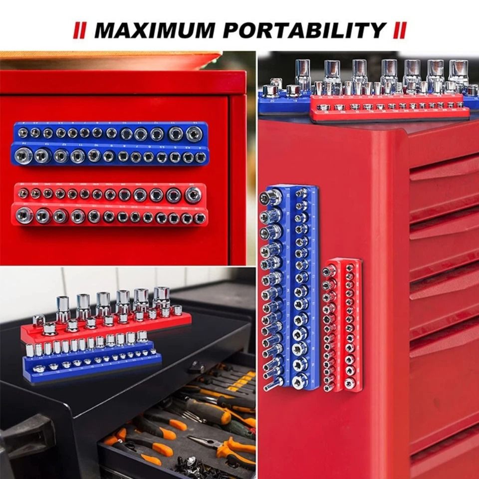 1PC 1/2" Red Imperial Magnetic Socket Organizer Storage Holder Trays Single size