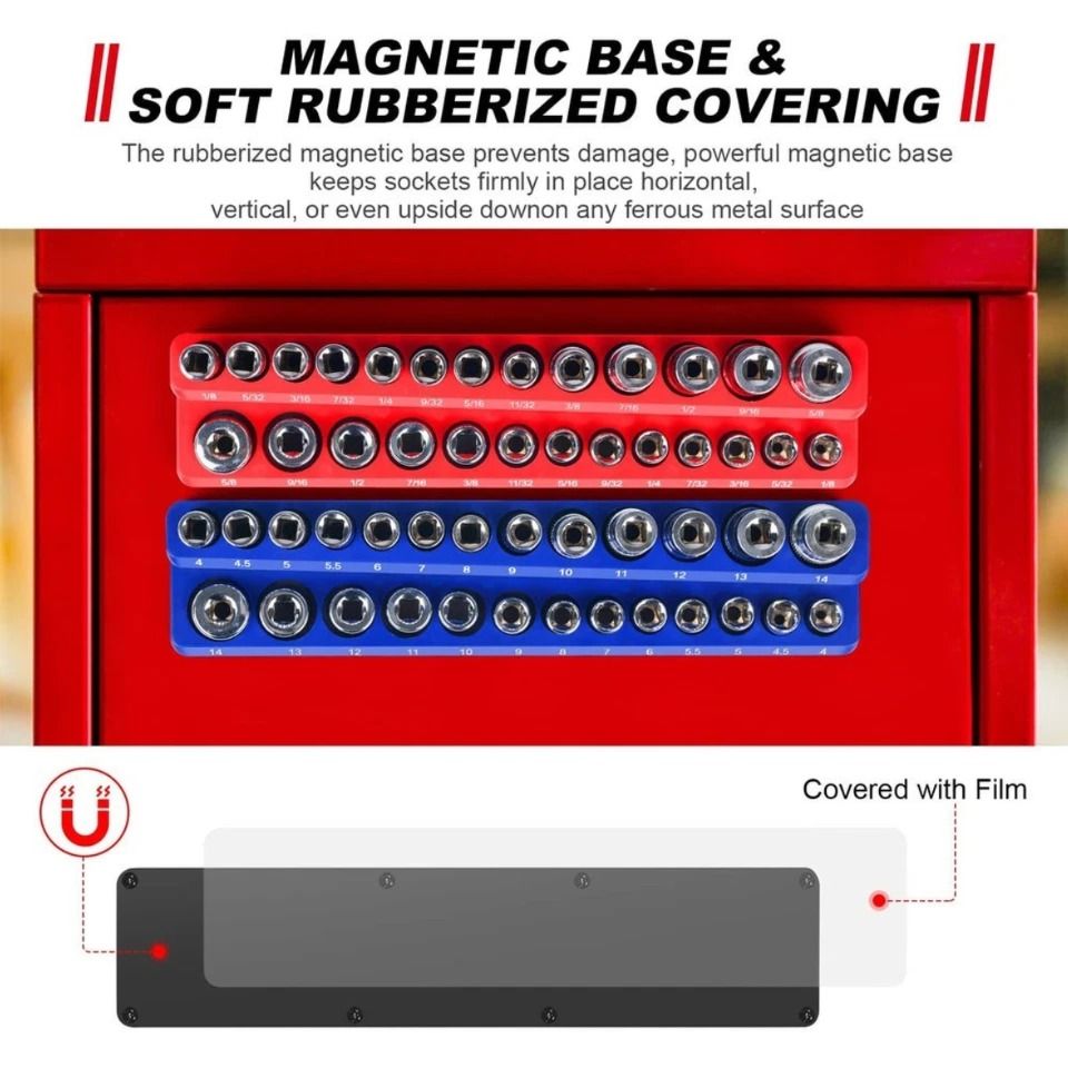 1PC 1/2" Blue Metric Magnetic Socket Organizer Storage Holder Trays Single size
