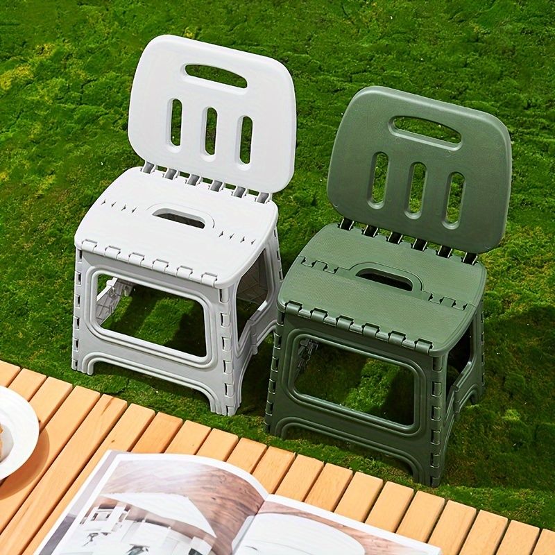 folding plastic stool, stool with backrest, portable stool, durable stool, comfortable seating, extra seating, step stool, camping stool, Australian home, space-saving furniture