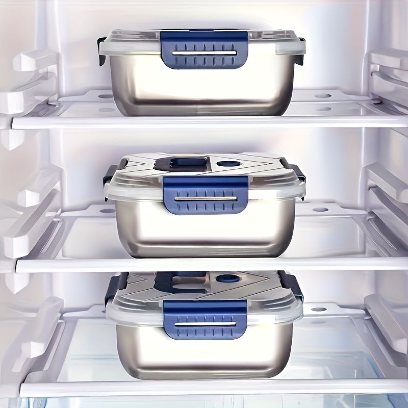 Silver 4PCS stainless steel food storage containers,airtight containers,meal prep containers,stackable food storage,Australian kitchen,leakproof food containers,reusable lunch containers