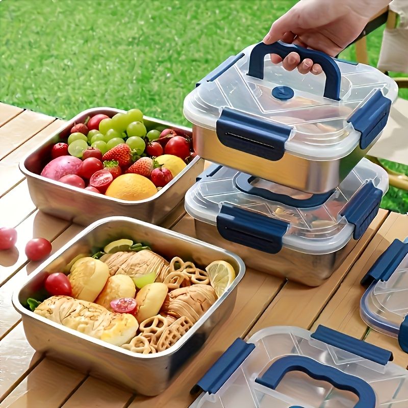 Silver 4PCS stainless steel food storage containers,airtight containers,meal prep containers,stackable food storage,Australian kitchen,leakproof food containers,reusable lunch containers
