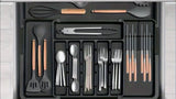 kitchen utensil set, organizer tray, wooden look handles, stainless steel utensils, heat resistant kitchen tools, Australian kitchenware, home cook essentials, non-stick safe utensils, kitchen drawer organizer, cooking utensils set