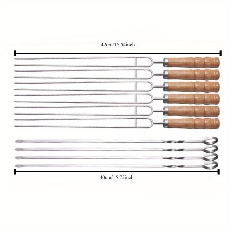 BBQ skewer set, outdoor barbecue Australia, stainless steel skewers, wooden handle skewers, portable skewer set, kebab sticks, grilling accessories