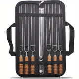 BBQ skewer set, outdoor barbecue Australia, stainless steel skewers, wooden handle skewers, portable skewer set, kebab sticks, grilling accessories