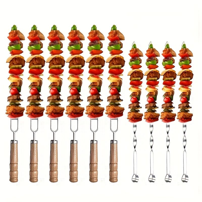 BBQ skewer set, outdoor barbecue Australia, stainless steel skewers, wooden handle skewers, portable skewer set, kebab sticks, grilling accessories