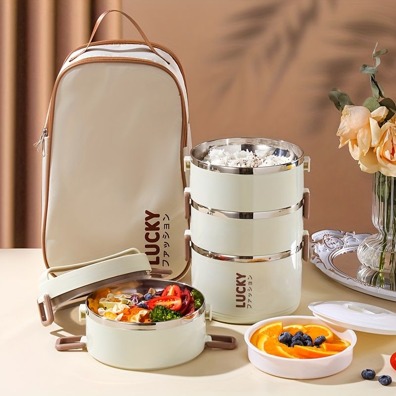 White stainless steel bento box, multi-layer lunch box, food storage container, Australian kitchenware, reusable lunch box, leak-proof food container