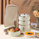 White stainless steel bento box, multi-layer lunch box, food storage container, Australian kitchenware, reusable lunch box, leak-proof food container