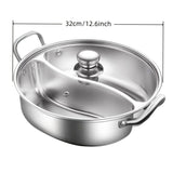 Silver double-layer hot pot, stainless steel hot pot, multi-flavor hot pot, kitchen utensil, durable hot pot, induction compatible hot pot, family dining gift