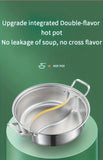 Silver double-layer hot pot, stainless steel hot pot, multi-flavor hot pot, kitchen utensil, durable hot pot, induction compatible hot pot, family dining gift