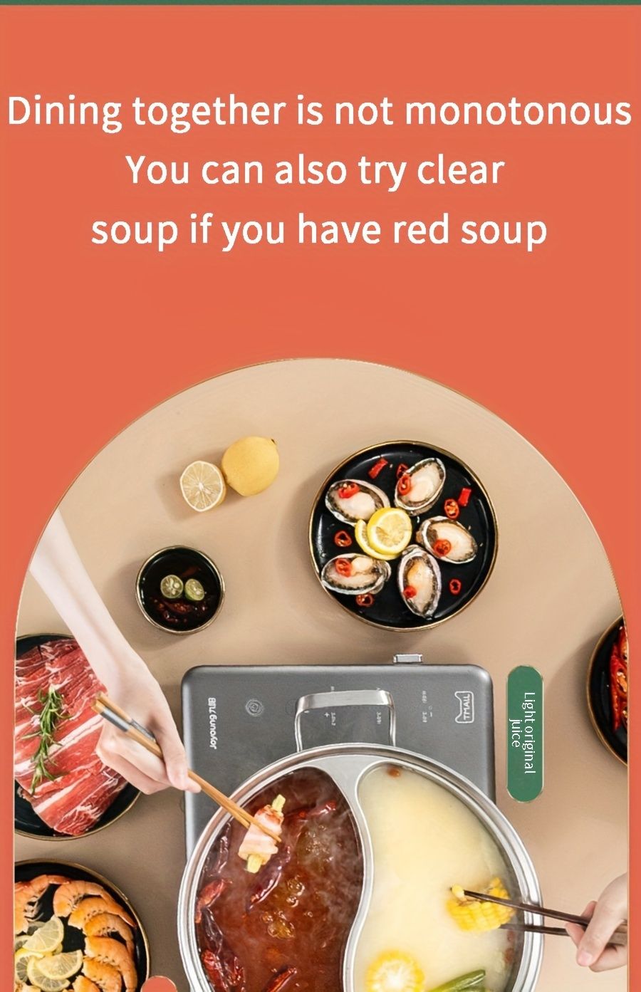 Silver double-layer hot pot, stainless steel hot pot, multi-flavor hot pot, kitchen utensil, durable hot pot, induction compatible hot pot, family dining gift