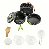Black outdoor camping cookware, camping pots and pans, outdoor cooking utensils, compact cookware set, durable cookware, Australian camping gear, camp stove cookware, portable cooking set