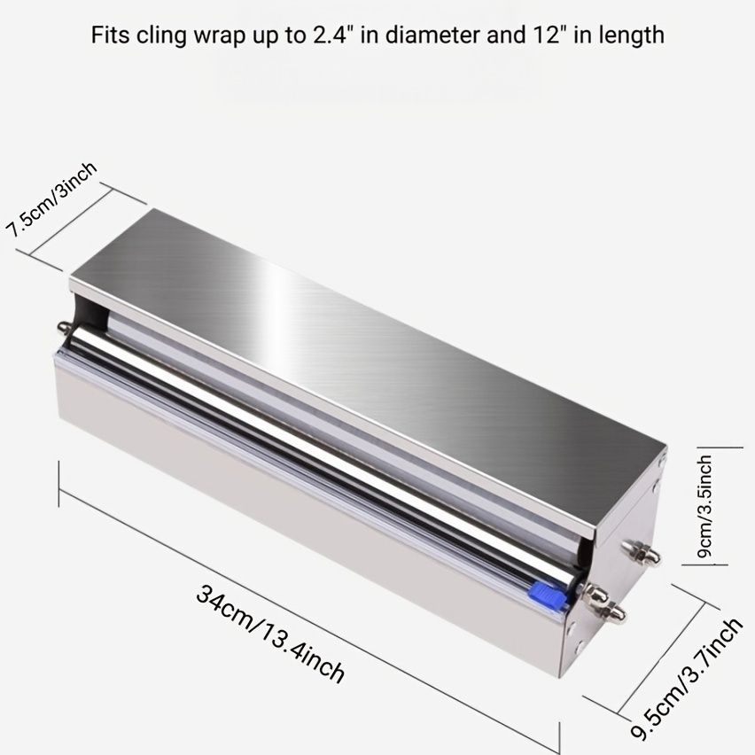 Silver Blue Stainless Steel Cling Wrap Dispenser, Kitchen Storage, Food Storage, Cling Wrap Holder, High-Quality Kitchen Accessory, Australian Kitchen, Wrap Dispenser