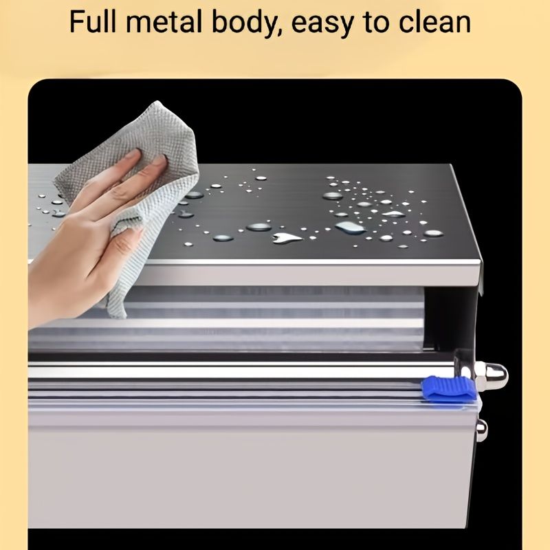 Silver Blue Stainless Steel Cling Wrap Dispenser, Kitchen Storage, Food Storage, Cling Wrap Holder, High-Quality Kitchen Accessory, Australian Kitchen, Wrap Dispenser