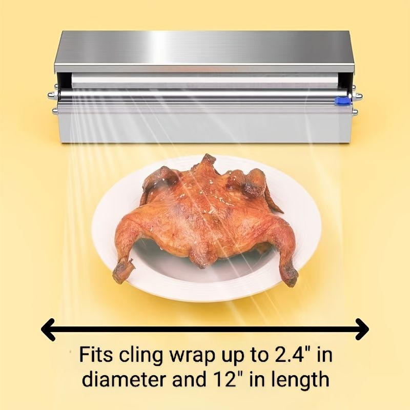 Silver Blue Stainless Steel Cling Wrap Dispenser, Kitchen Storage, Food Storage, Cling Wrap Holder, High-Quality Kitchen Accessory, Australian Kitchen, Wrap Dispenser