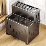 Gray kitchen knife storage rack, kitchen utensils organizer, knife holder, kitchen storage solution, high-quality kitchen rack, knife block organizer, countertop knife rack, Australian kitchen storage, kitchen tool organizer