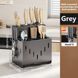 Gray kitchen knife storage rack, kitchen utensils organizer, knife holder, kitchen storage solution, high-quality kitchen rack, knife block organizer, countertop knife rack, Australian kitchen storage, kitchen tool organizer