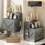 Gray kitchen knife storage rack, kitchen utensils organizer, knife holder, kitchen storage solution, high-quality kitchen rack, knife block organizer, countertop knife rack, Australian kitchen storage, kitchen tool organizer