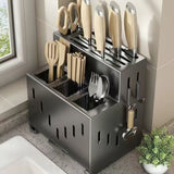 Gray kitchen knife storage rack, kitchen utensils organizer, knife holder, kitchen storage solution, high-quality kitchen rack, knife block organizer, countertop knife rack, Australian kitchen storage, kitchen tool organizer