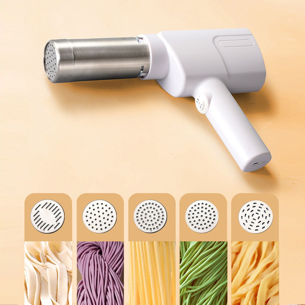handheld noodle making machine, noodle maker, kitchen appliance, five noodle models, detachable cleaning, high-quality, home cooking, Australia, fresh pasta maker, compact kitchen tool