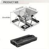 Silver camping grill, foldable grill, stainless steel grill, outdoor grill, portable grill, camping cookware, barbecue grill for camping