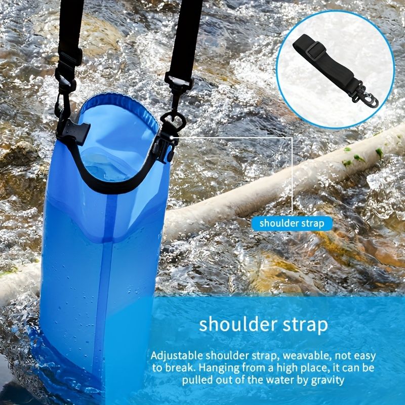 Blue portable shower bag, camping shower, TPU shower bag, hanging outdoor shower, 6L shower bag, lightweight shower, Australia camping gear, beach shower, hiking shower, outdoor hygiene