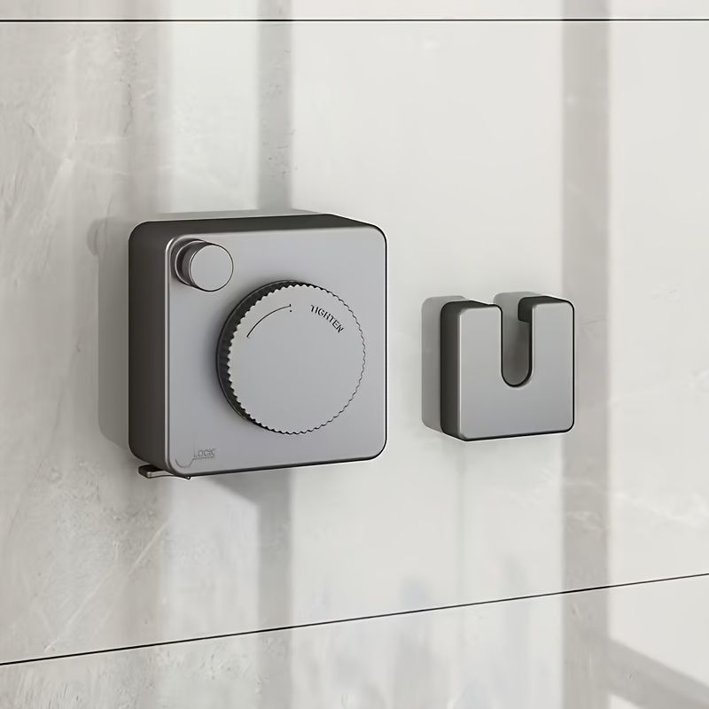 Gray Wall-Mounted Adjustable Clothes Hanger, Space-Saving Laundry Organizer