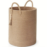 Brown Gray round rope laundry basket, tassel laundry basket, high quality laundry basket, bohemian laundry basket, stylish laundry basket, boho rope basket, large laundry hamper, Australian home decor