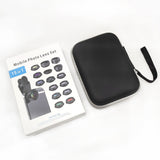 15-in-1 kit with multiple special effects functions, compatible with iPhone and Android smartphones. Includes: 198 fisheye, 0.63x wide angle, 15x macro, 2x telephoto, CPL polarizer, kaleidoscope lens, star filter, mist filter, radial filter