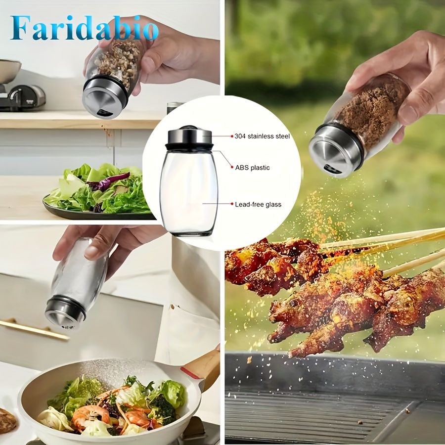 7 pieces rotating base spice dispenser, kitchen supplies, spice dispenser set, including salt, pepper and sugar dispenser - perfect for kitchen storage and organization