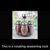 7 pieces rotating base spice dispenser, kitchen supplies, spice dispenser set, including salt, pepper and sugar dispenser - perfect for kitchen storage and organization