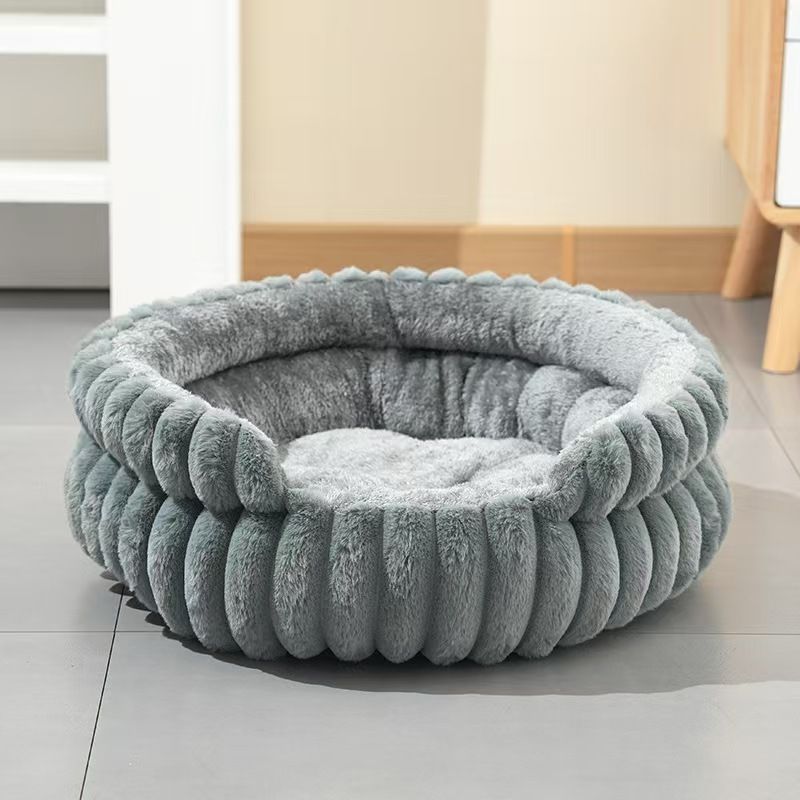 Grey Plush Cat Bed – Soft, Cozy & Durable Cat Furniture