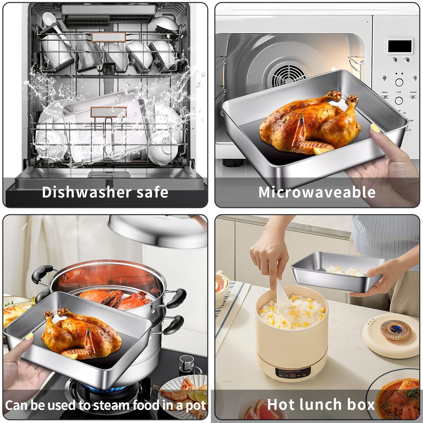 3 pieces/set Large stainless steel square food storage box with transparent lid - leak-proof, stackable, durable - perfect for camping, outdoor exploration and home use - perfect for storing meat, fruits