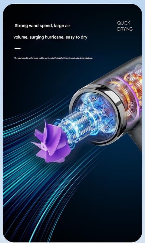 Wireless Charging Hair Dryer – 120,000 RPM, 15600mAh
