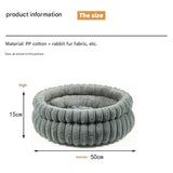 Round Plush Cat Bed, White, Soft & Comfortable for Small to Large Cats