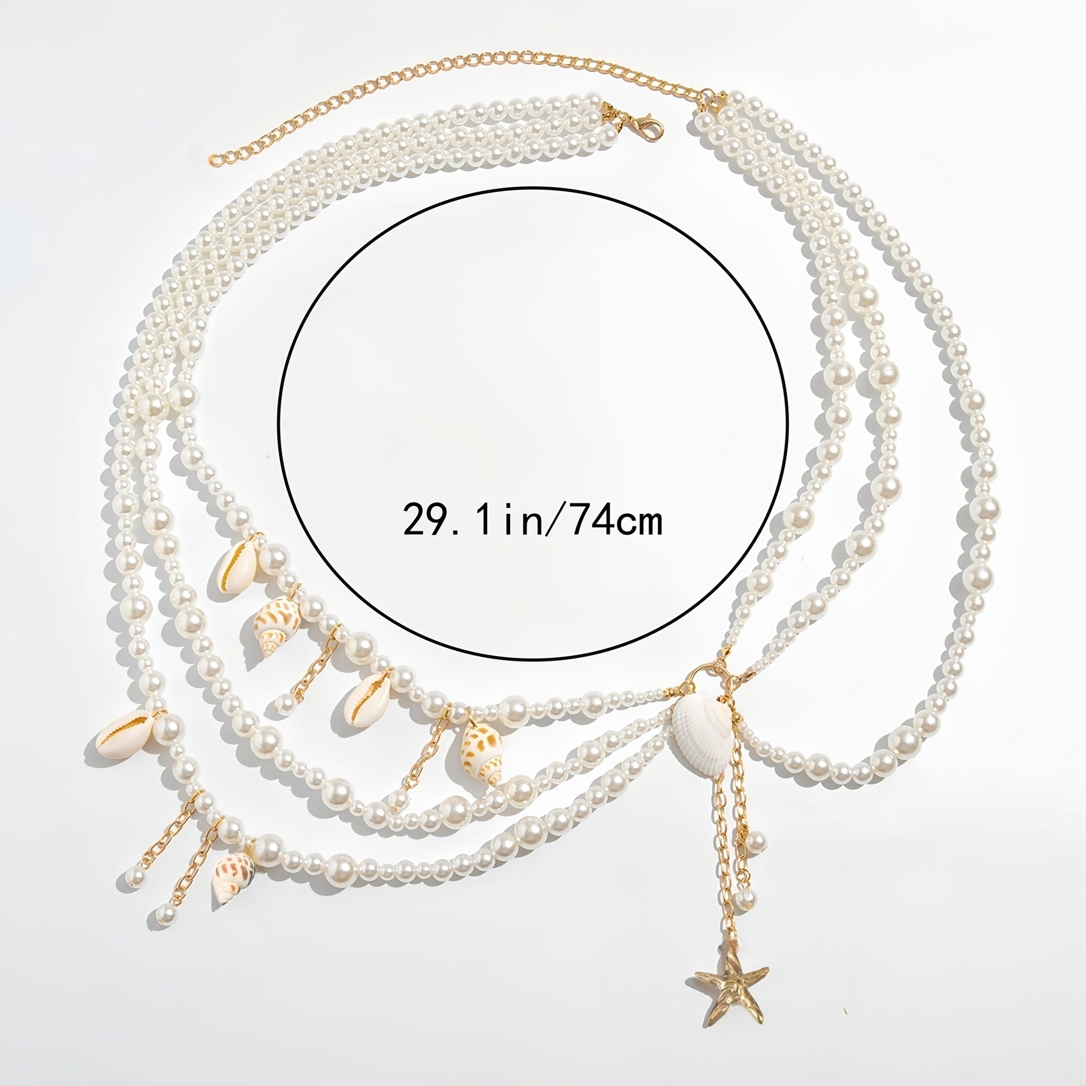 Pearl and Shell Waist Chain, Women's Beach-Inspired Jewelry
