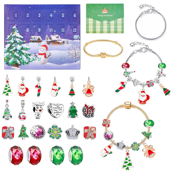 24-Day Christmas Advent Calendar DIY Bracelet Set, Festive Charm & Bead Kit for Aussie Xmas Gifting & Crafting