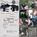 21 in 1 Survival Bracelet, Paracord Emergency Outdoor Sports Wristband Kit Waterproof Compass, SOS LED Light, Thermometer, Rescue Whistle, Fire Starter. Multi 21 Tools (Black 2 Pc)