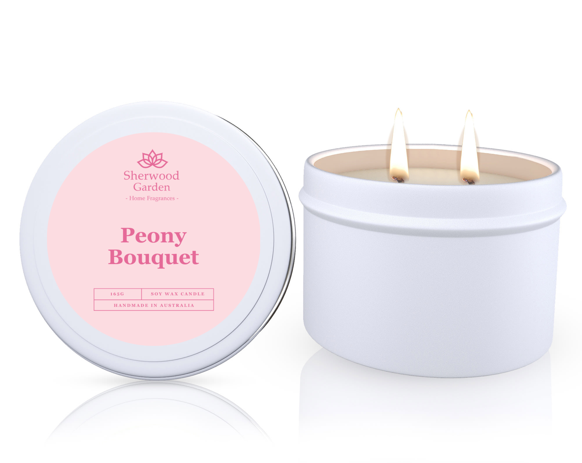 Candles & Diffusers: Peony Bouquet Soy Candle Tin 165g