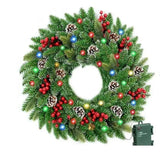 Christmas Wreaths & Garlands: Pre-Lit Christmas Wreath With Led Lights