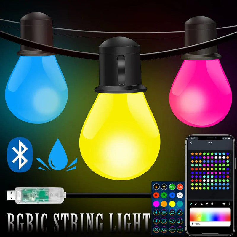 Outdoor Decorations & Lights: Bluetooth Colorful G40 Led Bulb String Lights