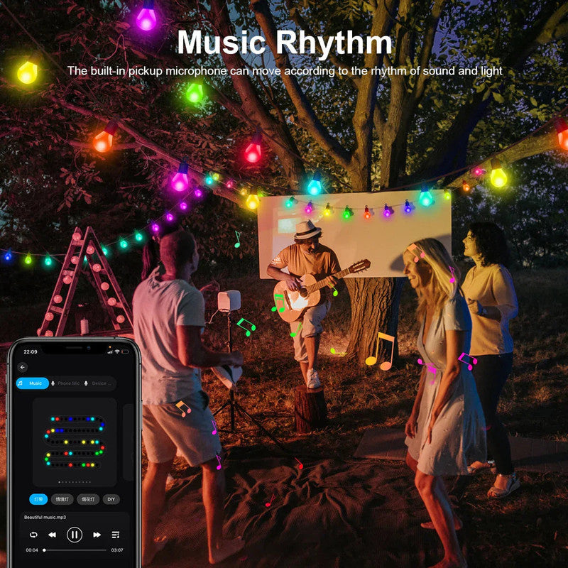 Outdoor Decorations & Lights: Bluetooth Colorful G40 Led Bulb String Lights